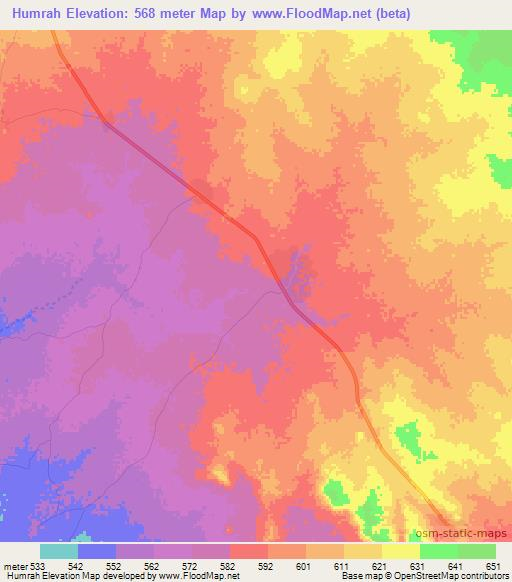 Humrah,Sudan Elevation Map