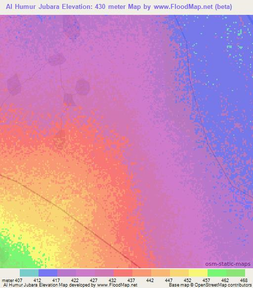 Al Humur Jubara,Sudan Elevation Map