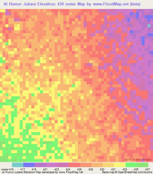 Al Humur Jubara,Sudan Elevation Map
