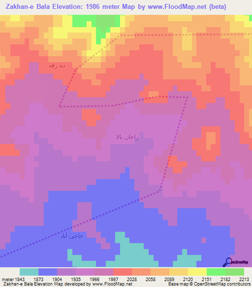 Zakhan-e Bala,Iran Elevation Map