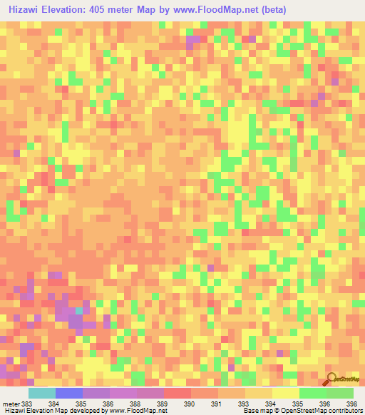 Hizawi,Sudan Elevation Map
