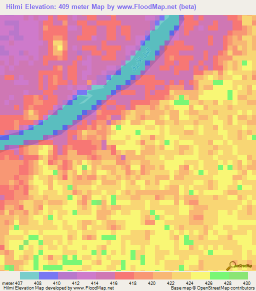Hilmi,Sudan Elevation Map