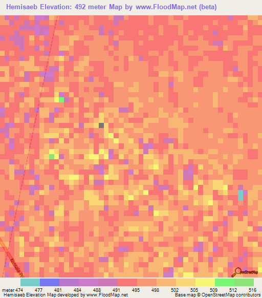 Hemisaeb,Sudan Elevation Map