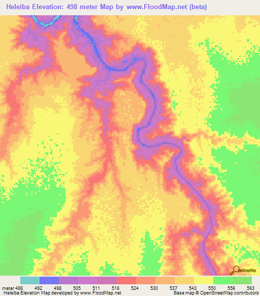 Heleiba,Sudan Elevation Map