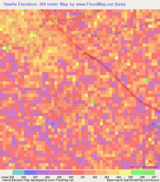 Hawila,Sudan Elevation Map