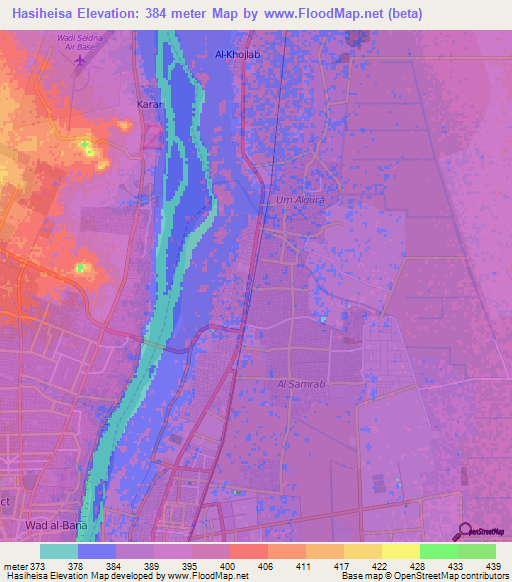 Hasiheisa,Sudan Elevation Map