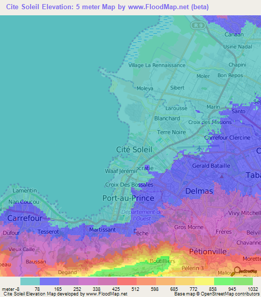 Cite Soleil,Haiti Elevation Map