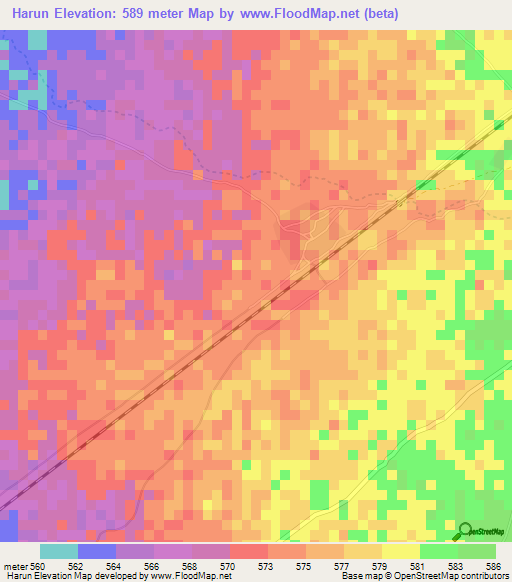 Harun,Sudan Elevation Map