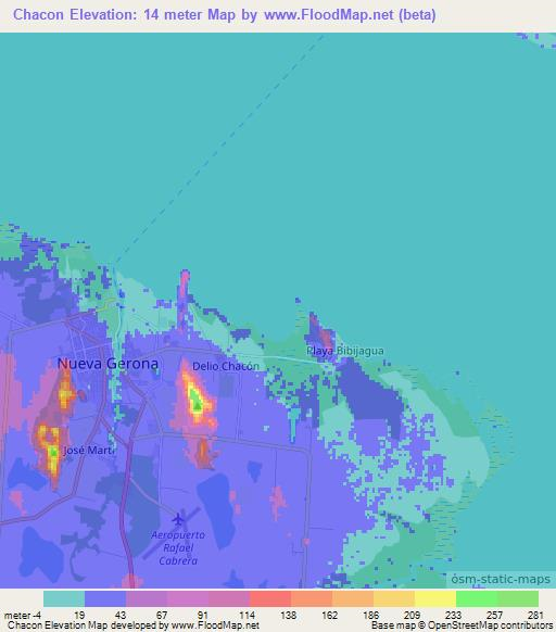 Chacon,Cuba Elevation Map