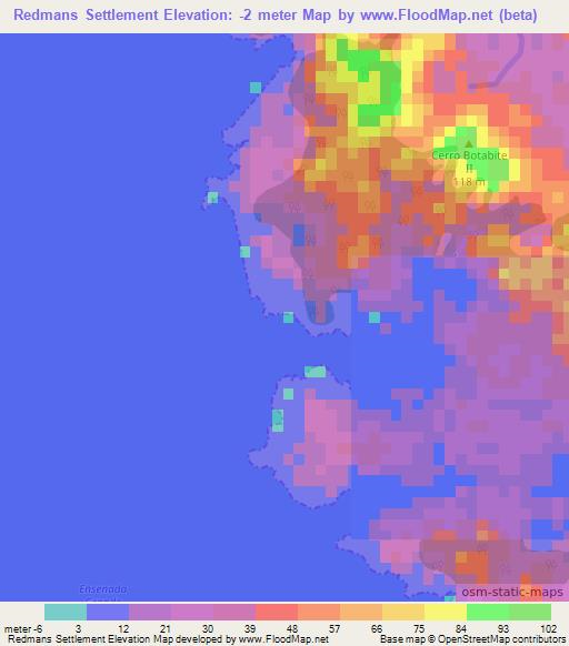 Redmans Settlement,Panama Elevation Map