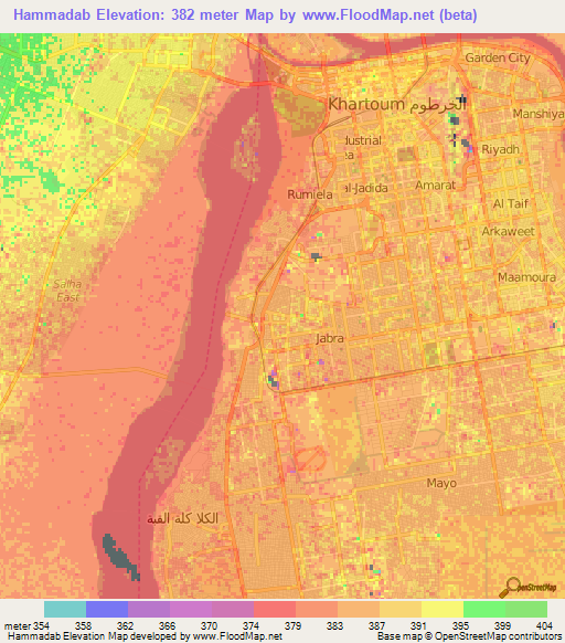 Hammadab,Sudan Elevation Map