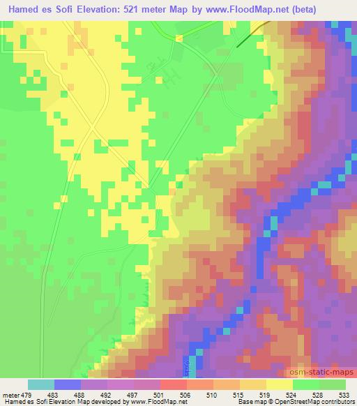Hamed es Sofi,Sudan Elevation Map