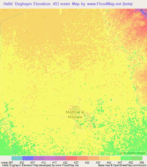 Halfa' Dughaym,Sudan Elevation Map