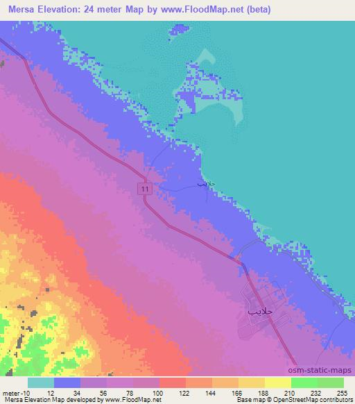 Mersa,Sudan Elevation Map