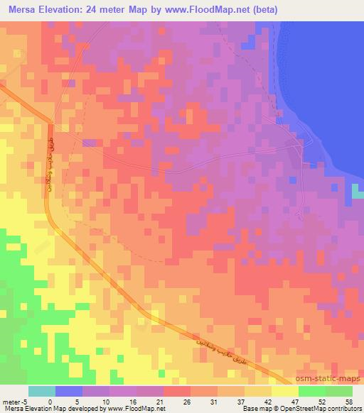 Mersa,Sudan Elevation Map