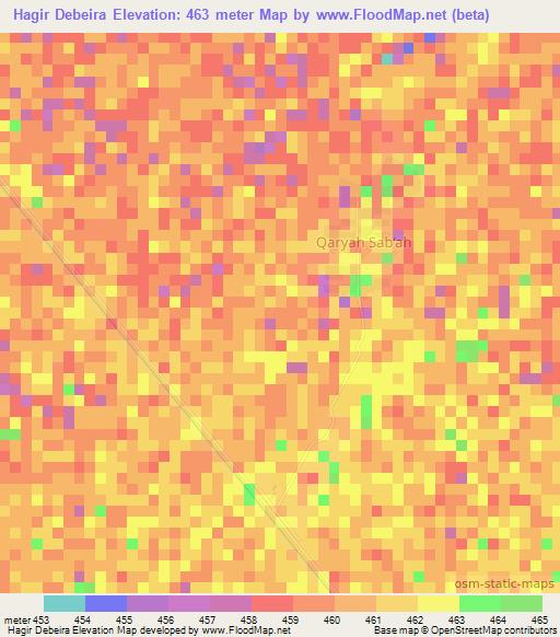 Hagir Debeira,Sudan Elevation Map