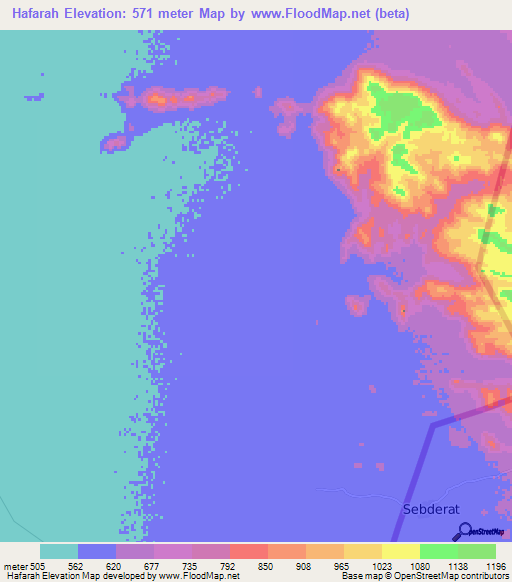 Hafarah,Sudan Elevation Map