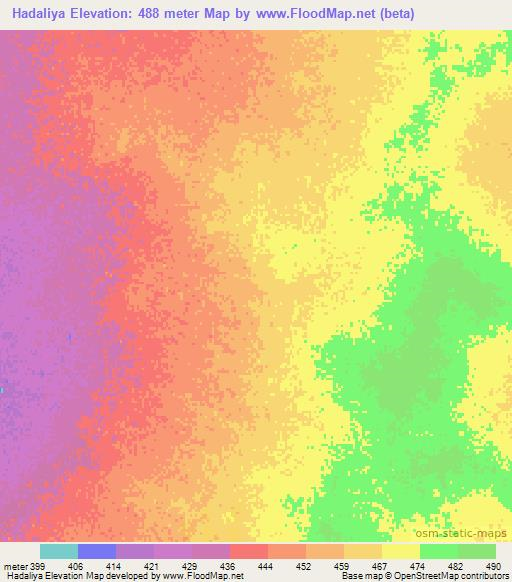 Hadaliya,Sudan Elevation Map