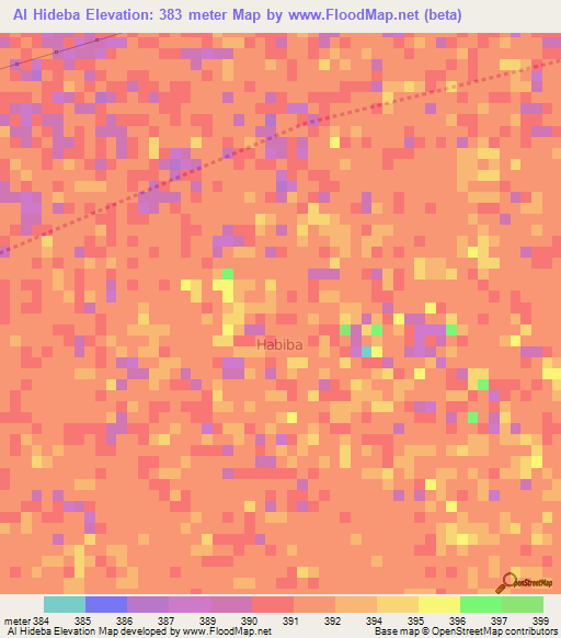 Al Hideba,Sudan Elevation Map