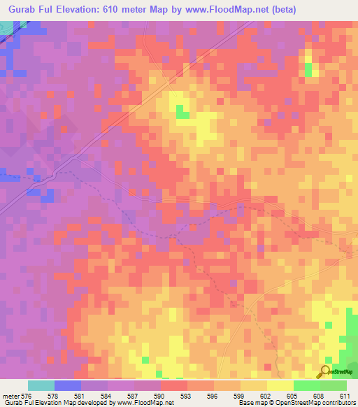 Gurab Ful,Sudan Elevation Map