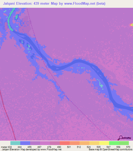 Jalqani,Sudan Elevation Map