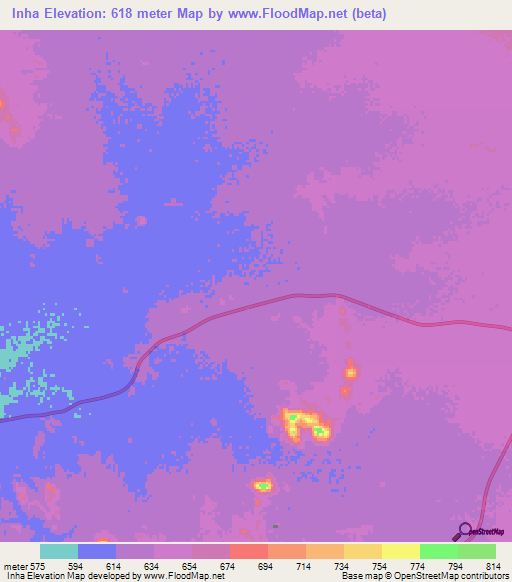 Inha,Sudan Elevation Map