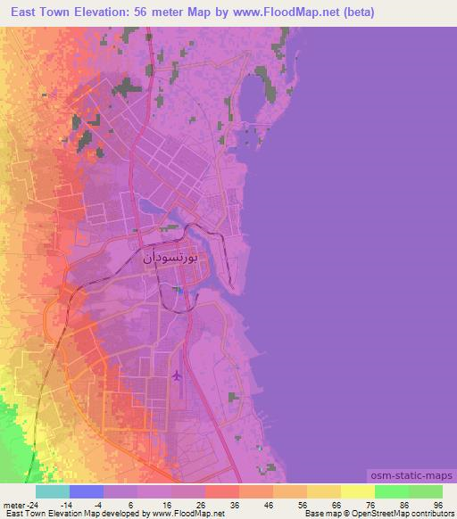 East Town,Sudan Elevation Map