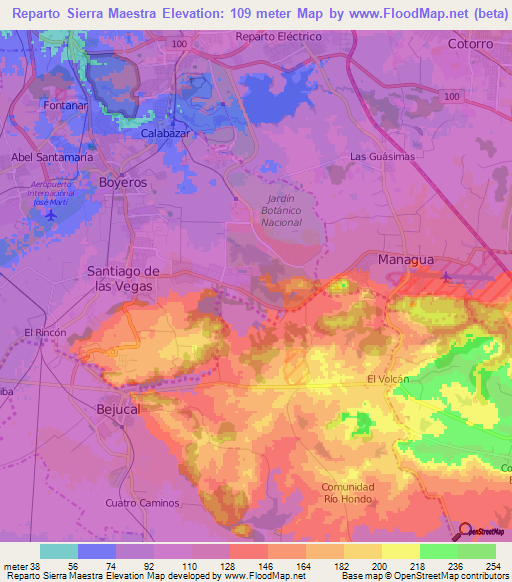 Reparto Sierra Maestra,Cuba Elevation Map