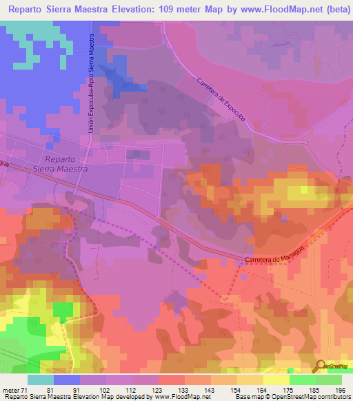 Reparto Sierra Maestra,Cuba Elevation Map