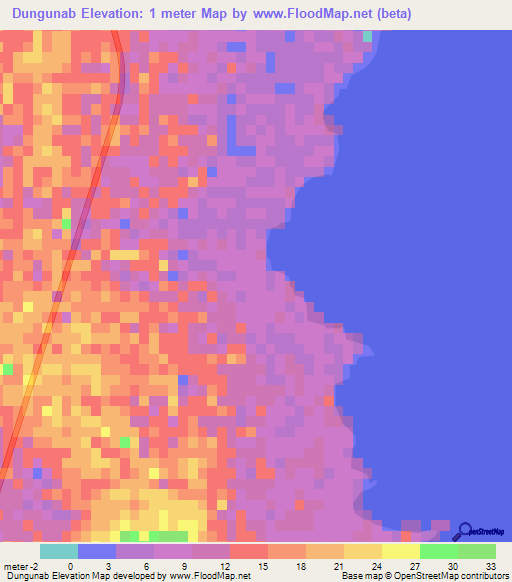 Dungunab,Sudan Elevation Map