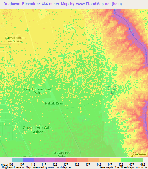 Dughaym,Sudan Elevation Map