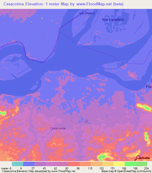 Casacoima,Venezuela Elevation Map