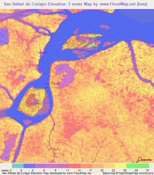 San Rafael de Curiapo,Venezuela Elevation Map