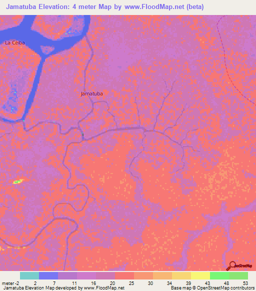 Jamatuba,Venezuela Elevation Map