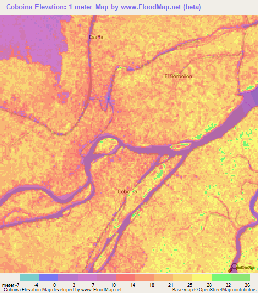 Coboina,Venezuela Elevation Map