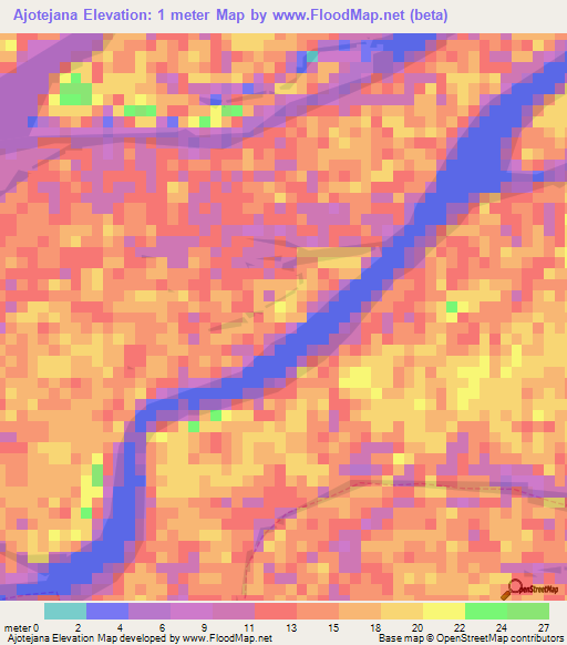Ajotejana,Venezuela Elevation Map