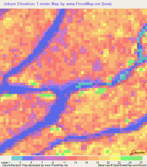 Jobure,Venezuela Elevation Map