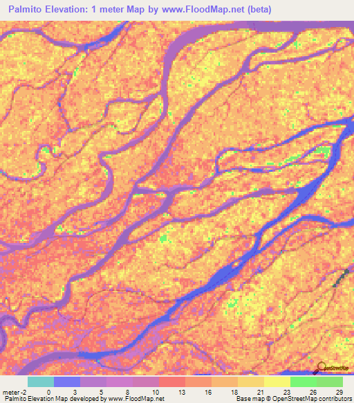 Palmito,Venezuela Elevation Map