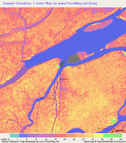 Siawani,Venezuela Elevation Map