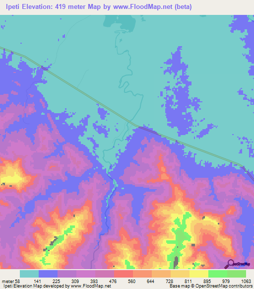 Ipeti,Panama Elevation Map