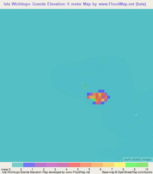 Isla Wichitupo Grande,Panama Elevation Map
