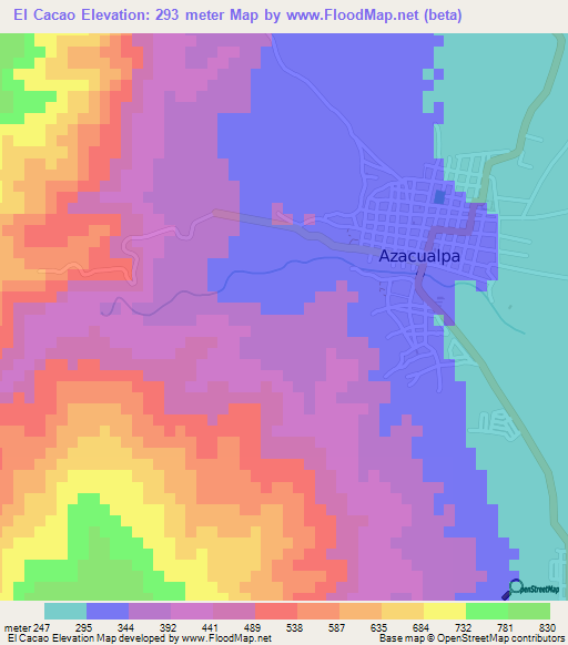 El Cacao,Honduras Elevation Map