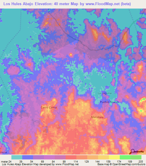 Los Hules Abajo,Panama Elevation Map