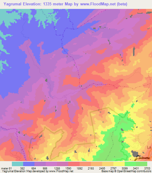 Yagrumal,Venezuela Elevation Map