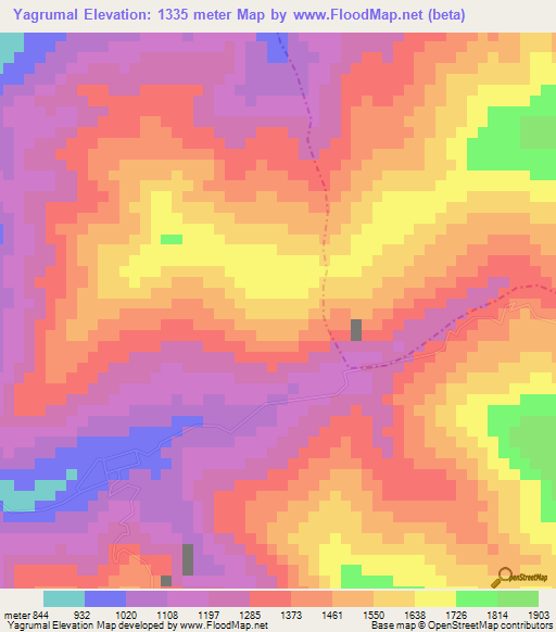 Yagrumal,Venezuela Elevation Map