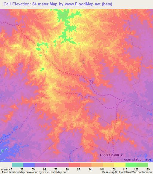 Cali,Colombia Elevation Map