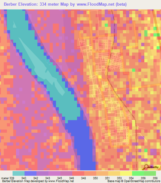 Berber,Sudan Elevation Map