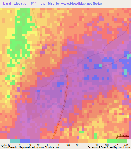 Barah,Sudan Elevation Map
