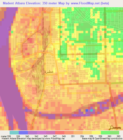 Madent Atbara,Sudan Elevation Map