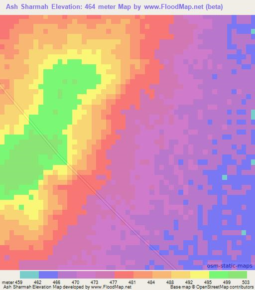 Ash Sharmah,Sudan Elevation Map